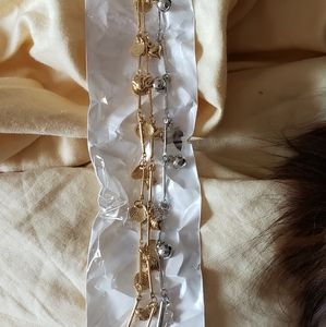 Set of 3 Silver tone and gold tone ankle bracelets. Approximately 10 inches NWT